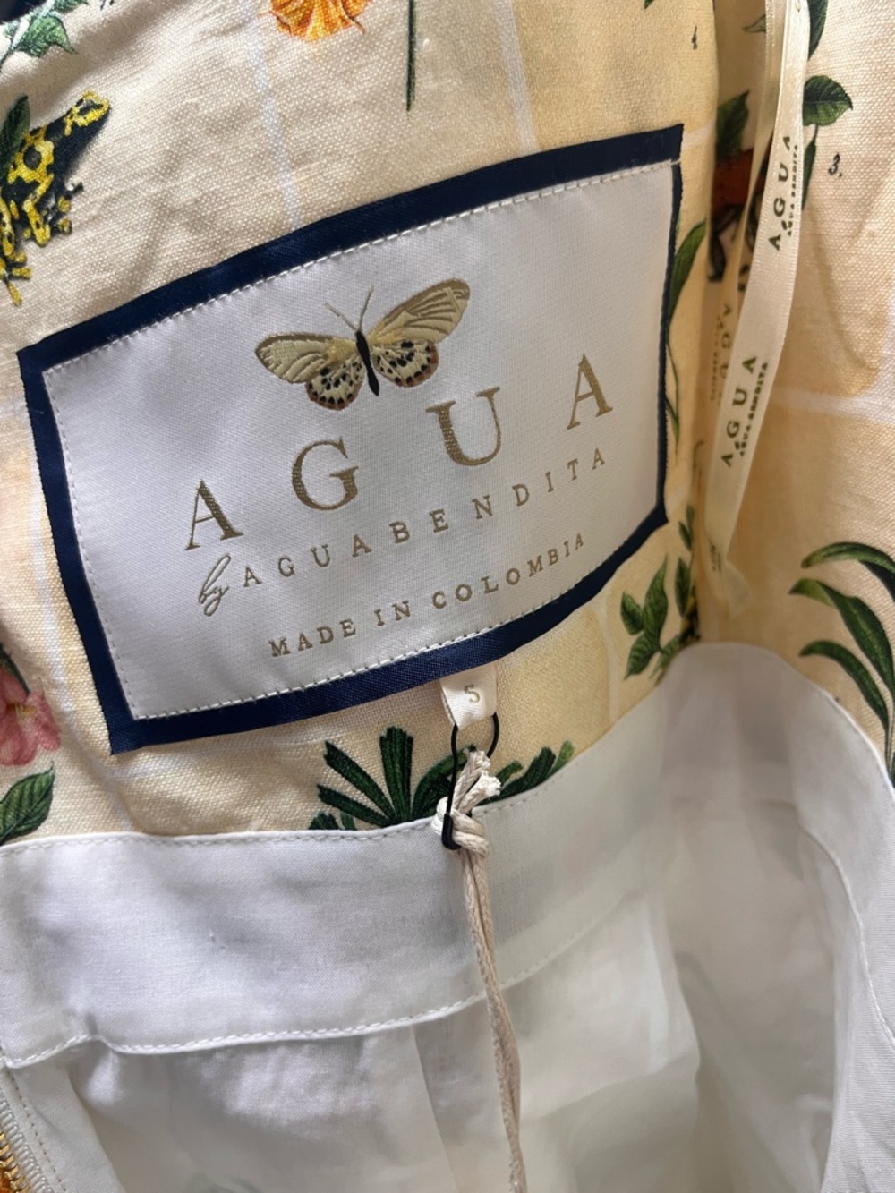 Agua by Agua Bendita Cream Maxi Dress with Green and Yellow Floral Embroidery - Picture 4 of 4